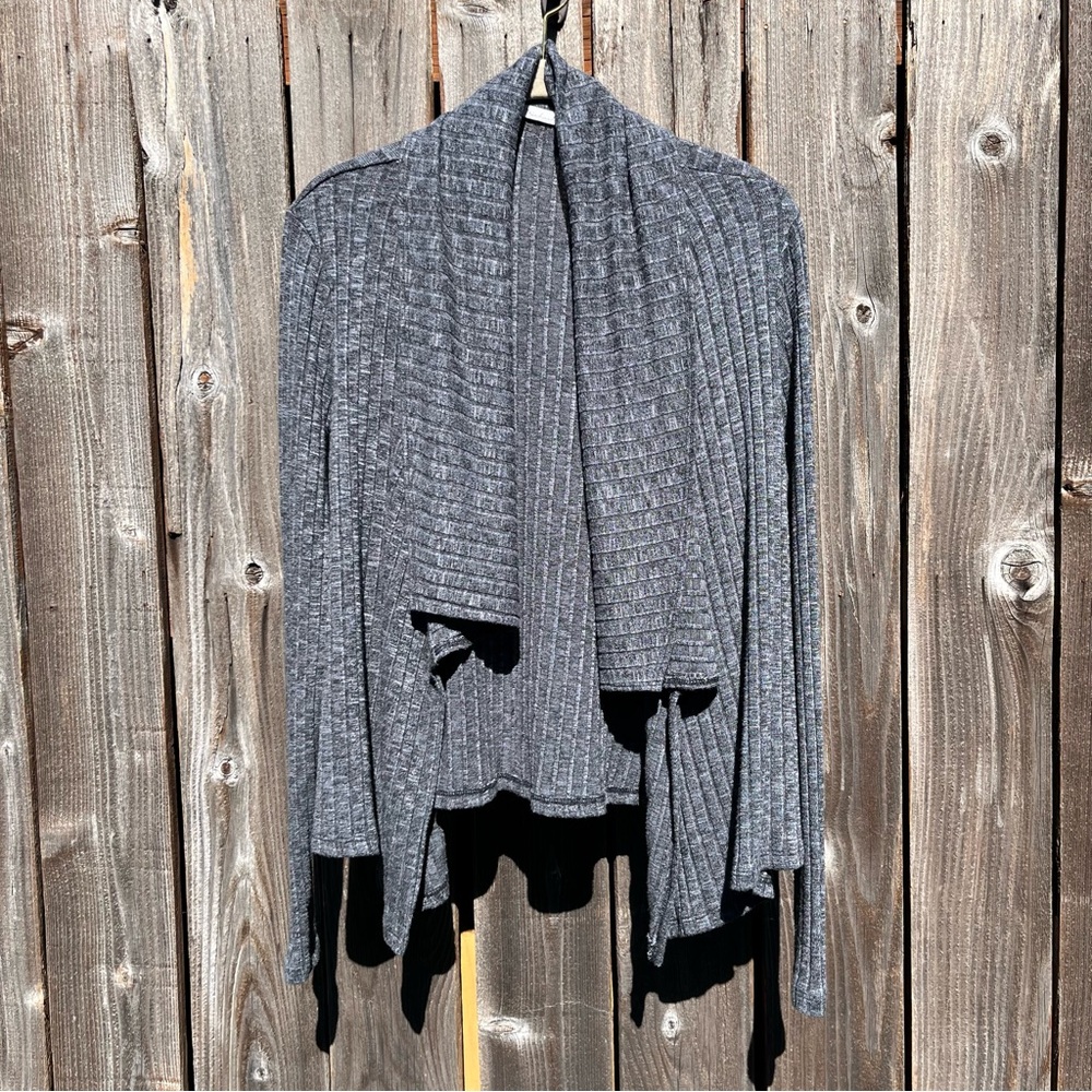Michael Stars black and gray waterfall drape open cardigan size small